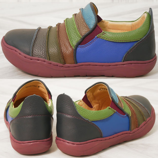 エスタシオン レディース スリッポン 靴 カラフル ボーダー ローカット