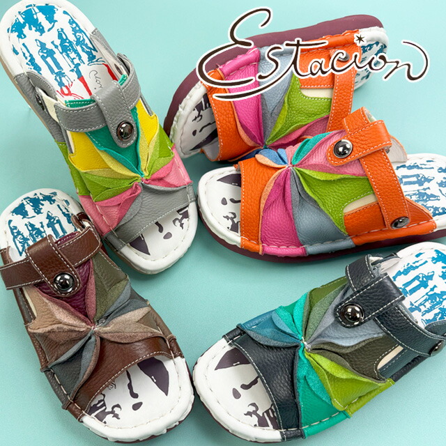 エスタシオン☆フラワーモチーフ厚底サンダル 爆買 エスタシオン 厚底 サンダル レディース 痛くない スターフラワー