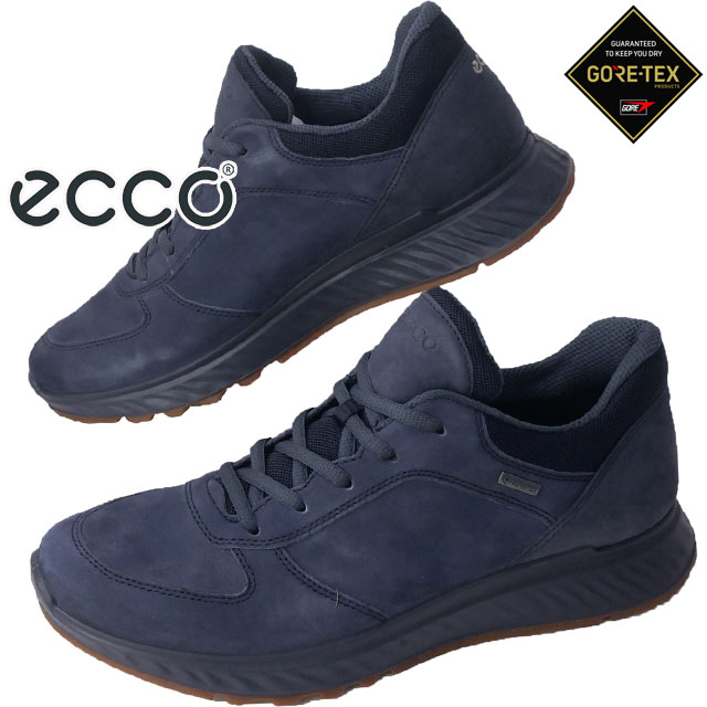 エコー ecco メンズ スニーカー エクソストライド ゴアテックス 防水 ローカット レザースニーカー ウォーキング 835304 01303  ナイトスカイ 歩きやすい