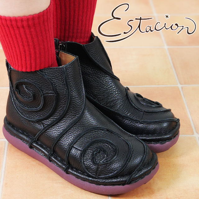 エスタシオン ブーツ 新品 Estacion（エスタシオン） ショートブーツ レディース うずまき