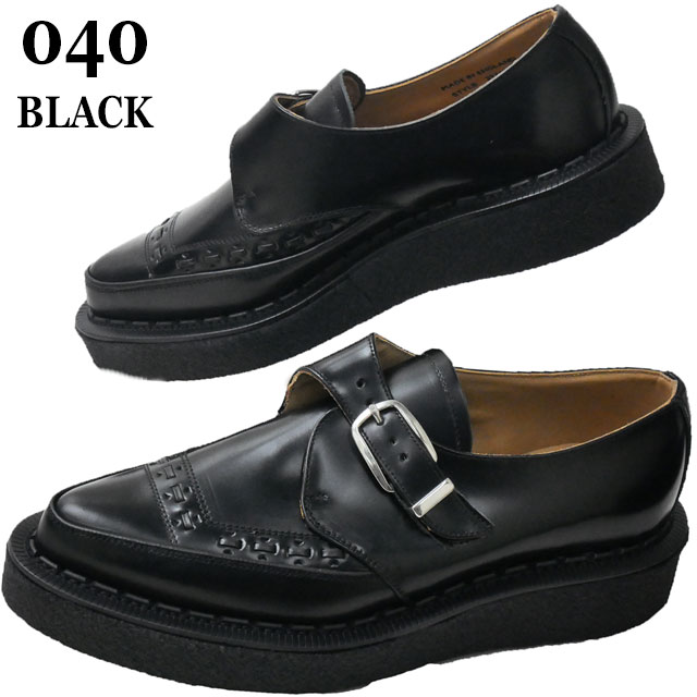 ジョージコックス メンズ ラバーソール DIANO モンク 厚底 レザーシューズ 靴 3976V 040031 ブラック/ホワイト 白 040  ブラック 黒 イギリス製