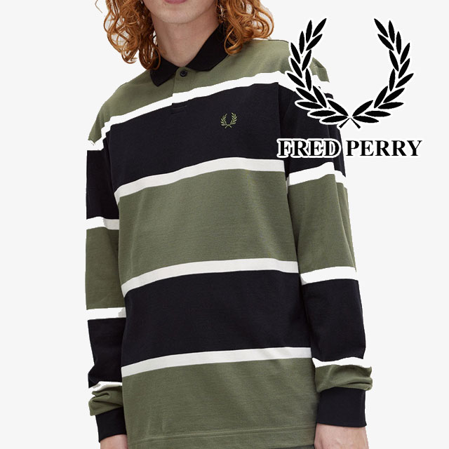 フレッドペリー FRED PERRY リブ ロングスリーブ ポロシャツ FRED PERRY（フレッドペリー） トップス メンズ ストライプロング