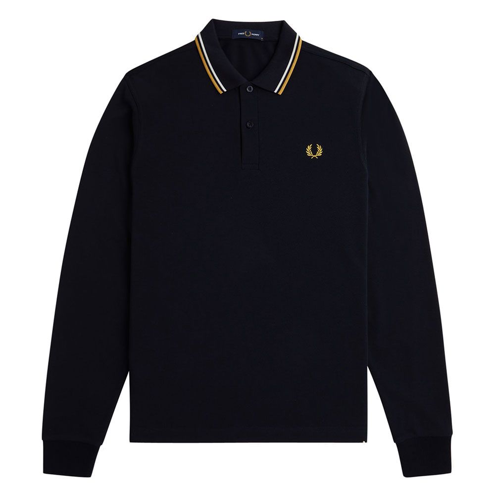フレッドペリー　F1815 長袖ポロシャツ　ブラック ホワイト フレッドペリー F1815 長袖ポロシャツ ブラック ホワイト フレッド