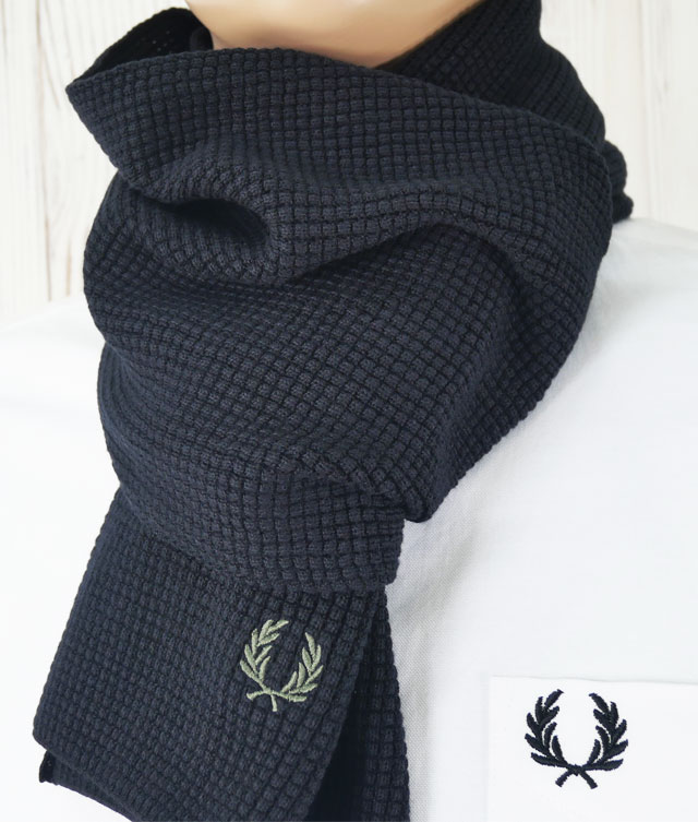 Fred perry マフラー　フレッドペリー　スカーフ フレッドペリー マフラー メンズ ワッフルニットスカーフ レディース