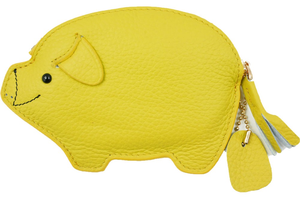 エスタシオン Estacion コインケース 本革 レザー レディース 8085 ぶた 豚 ブタ pig 財布 小銭入れ ポーチ 黒 ブラック イエロー 赤 レッド ブルー