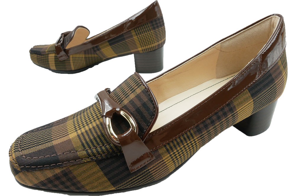 リーガル Regal 靴 レディース パンプス 歩きやすい 痛くない 立ち仕事 本革 レザー F62l 太ヒール チャンキーヒール オフィス 通勤 仕事 バックル チェック柄 シューマートワールド 通販 Paypayモール