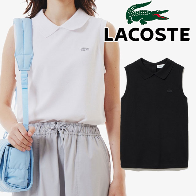 ラコステ　ノースリーブポロシャツ白 LACOSTE ポロシャツ ポロ ノースリーブポロシャツ レディース