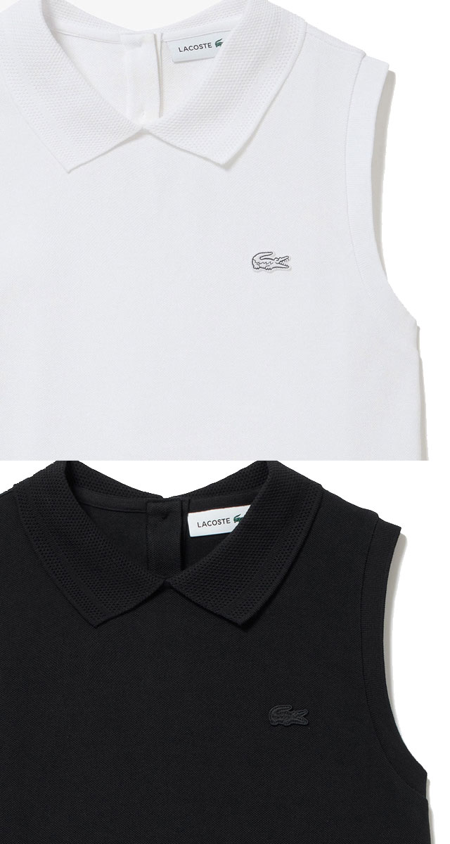 ラコステ　ノースリーブポロシャツ白 ラコステ LACOSTE バックボタンノースリーブポロシャツ