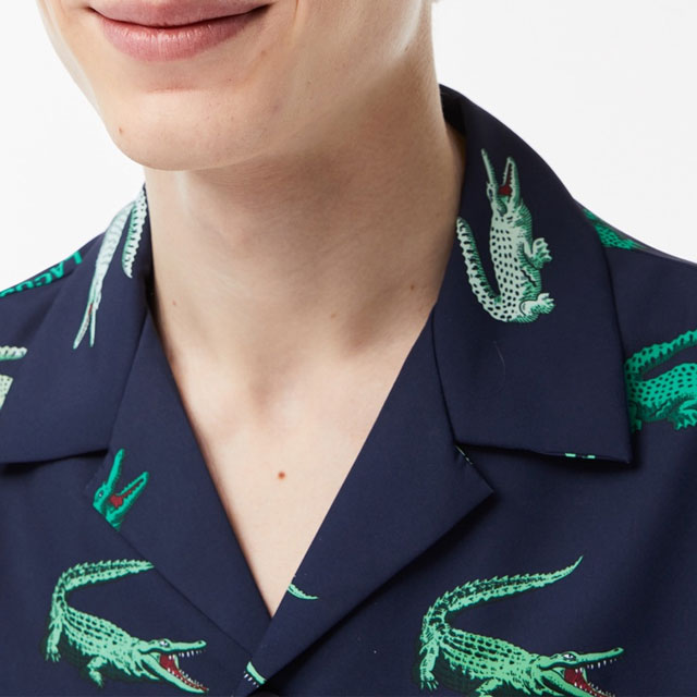 ラコステ LACOSTE ゴルフシャツ アロハシャツ 半袖シャツ 総柄 st250312-4-2.jpg