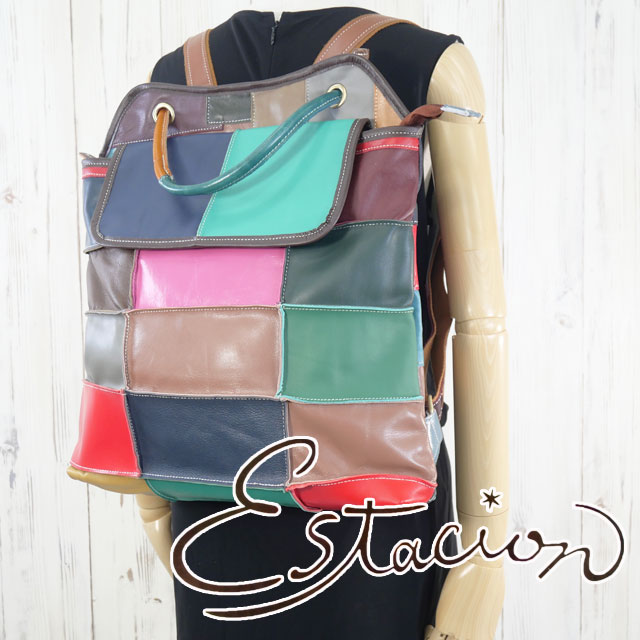 送料無料 リュックサック レディース AW 秋冬 新作 秋新作 冬新作 人気 流行 定番 2025 エスタシオン Estacion 691 2WAY BAG バッグ シンプルデザイン 本革 リュック 手提げバッグ パッチワーク 旅行 カラフル カバン 鞄 マルチカラー 大きめ エスタシオン バッグ リュックサック レディース 691 シンプルデザイン