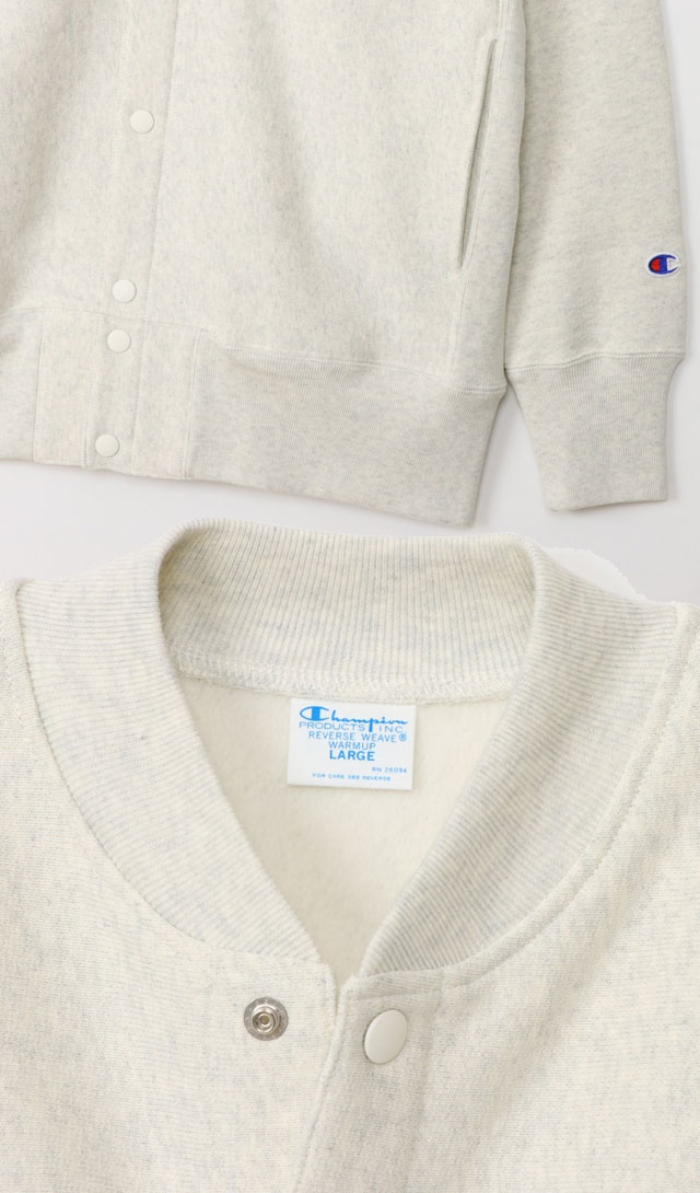 CHAMPION リバースウィーブ スナップボタンスウェットシャツ 刺繍タグ Champion チャンピオン 前開きスウェット メンズ C3-A020
