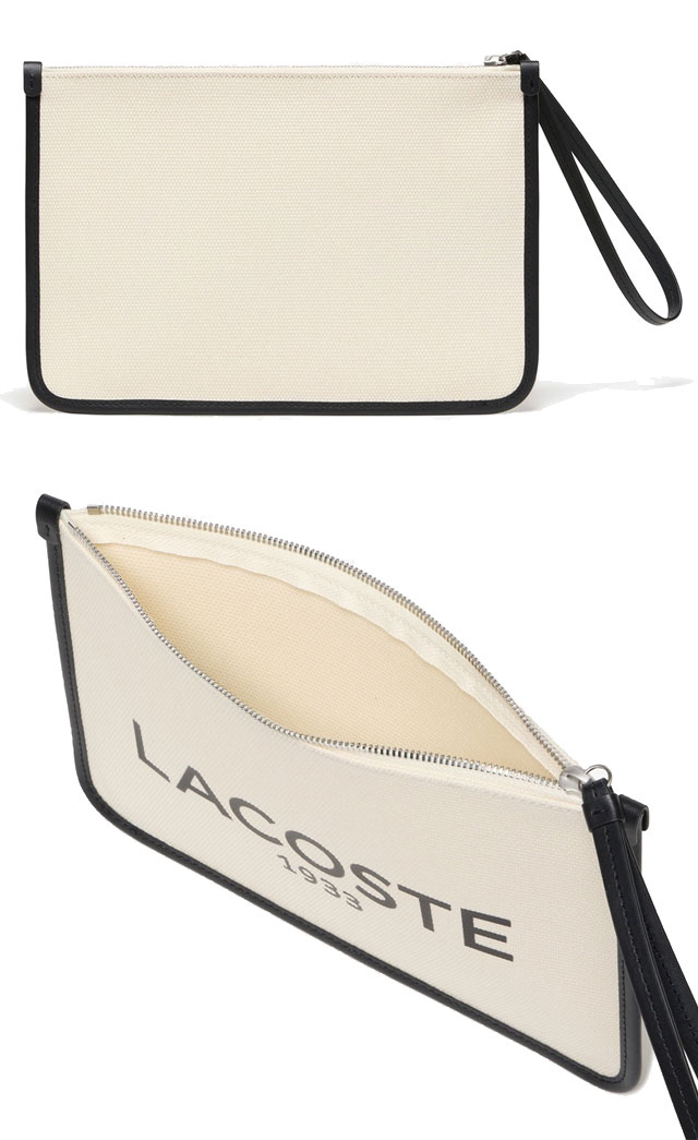 メール便送料無料 クラッチバッグ ハンドバッグ レディース SS 春夏 新作 夏新作 秋新作 人気 流行 定番 2025 ラコステ LACOSTE NF4898 ヘリテージキャンバス 小さめ セカンドバッグ ロゴプリント きれいめ カジュアル おしゃれ LACOSTE（ラコステ） クラッチバッグ レディース NF4898 ヘリテージ