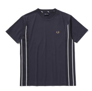 フレッドペリー FRED PERRY Tシャツ メンズ F1887 パネル 半袖 トップス ウェア ワンポイント ストライプ ライン 綿100％ 月桂樹 ローレル アパレル 紺