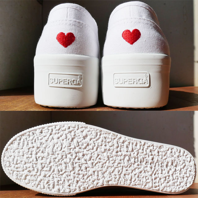 スペルガ SUPERGA スニーカー 靴 レディース 厚底 2790 リトル ハートエンブロイダリー S11386W AB7 ホワイト-レッド ハート白