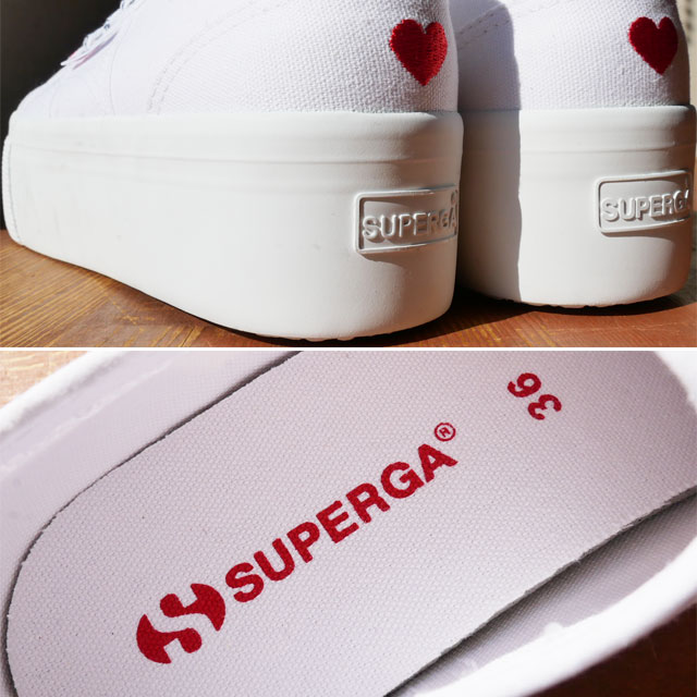 スペルガ SUPERGA スニーカー 靴 レディース 厚底 2790 リトル ハートエンブロイダリー S11386W AB7 ホワイト-レッド ハート白