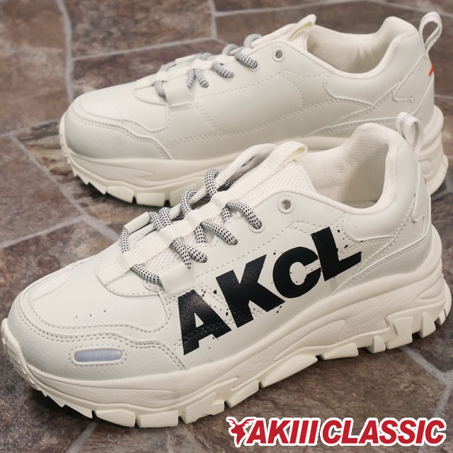 アキ クラシック AKIII CLASSIC スニーカー レディース アーバントラッカー イニシャル ビッグロゴ AKC-0082 ローカット  厚底スニーカー ダッドシューズ 白