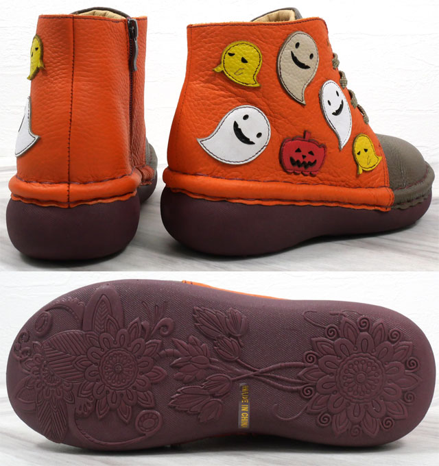 エスタシオン ショートブーツ レディース ハロウィン おばけモチーフ