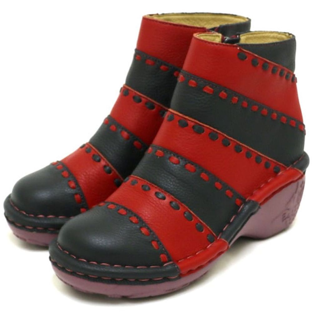 エスタシオン ショートブーツ レディース ボーダーステッチ ショート丈