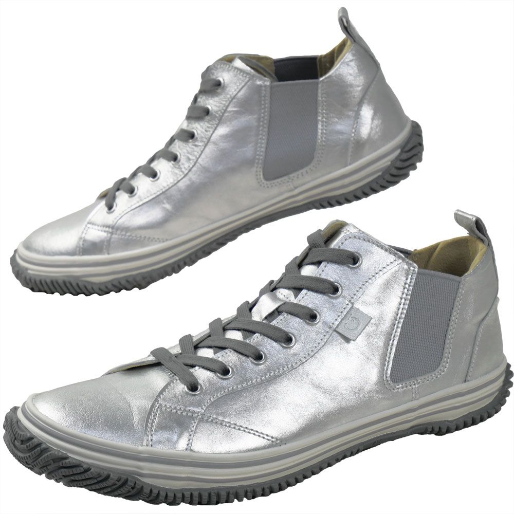 SPINGLE（スピングル） メンズ スニーカー シルバー サイドゴア ミッド