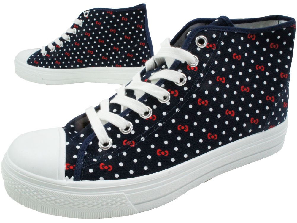ハローキティ Hello Kitty レディース ハイカットスニーカー L052 日本製 白 紺 ホワイト ネイビー アサヒシューズ 靴 シューマートワールド 通販 Paypayモール