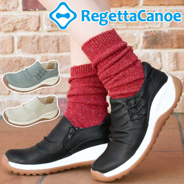 送料無料 レディース スニーカー スリッポン ローカット 人気 流行 定番 2023 RegettaCanoe CCME005 リゲッタカヌー 靴 厚底 カジュアルシューズ ブラック アイボリー グレーブルー オシャレ 履きやすい 歩きやすい サイドファスナー Regetta Canoe（リゲッタカヌー） レディーススリッポン 厚底