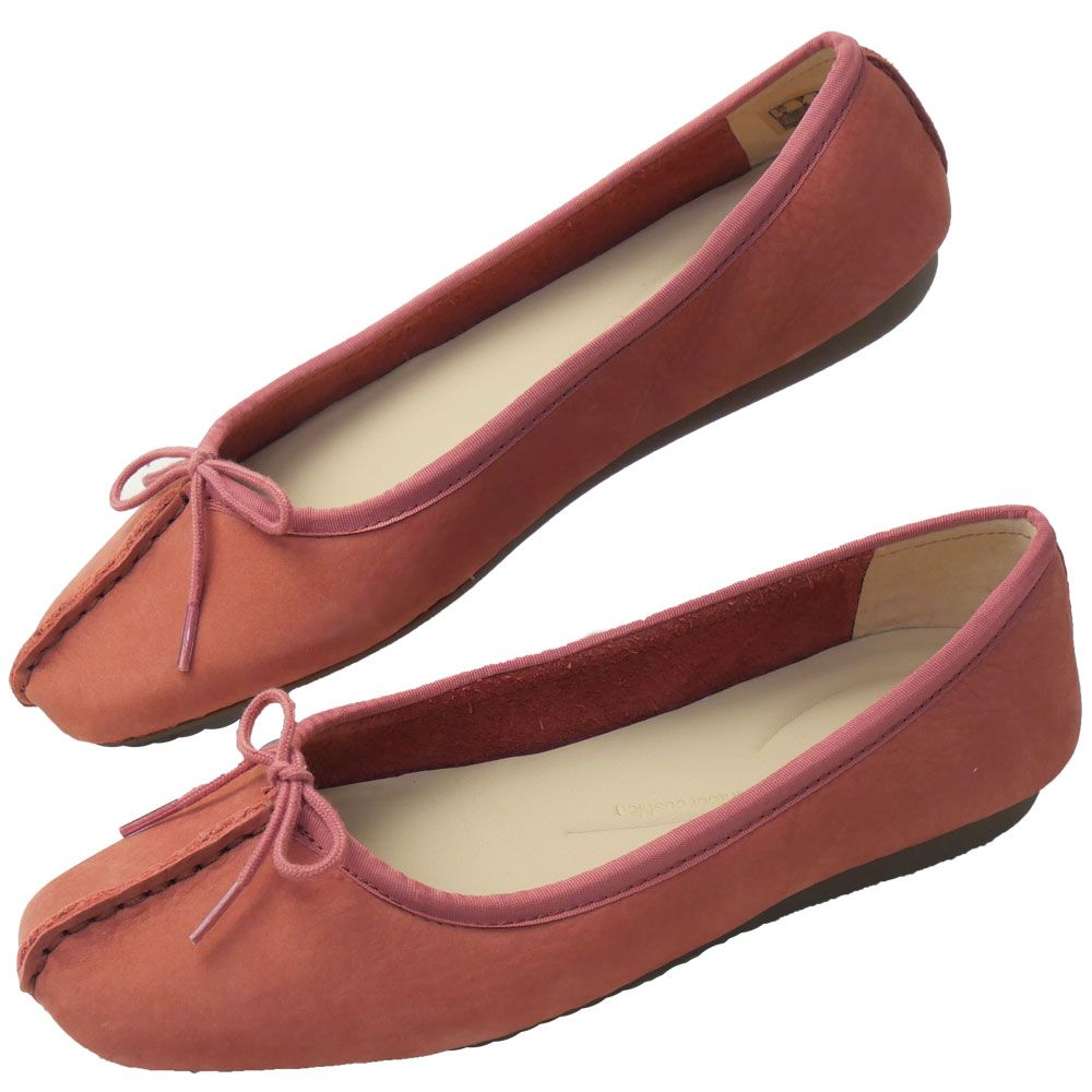 【美品】クラークス フラットシューズ　フレックルアイス レザー　リボン　ローズ Clarks クラークス フラットシューズ 歩きやすい フレックル
