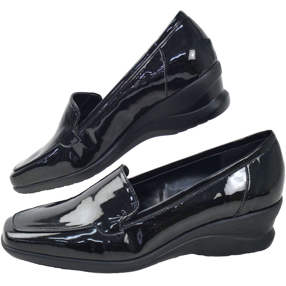 送料無料 パンプス レディース SS 春夏 新作 夏新作 秋新作 人気 流行 定番 2025 ビューフィット Beaufit A12T リーガル社製 レイン対応ウエッジシューズ 撥水 ビジネス スクエアトゥ ブラックエナメル オークエナメル オフィス カジュアル 4.5cmヒール 日本製 靴 REGAL（リーガル） リーガル社製 ビューフィット レディース パンプス