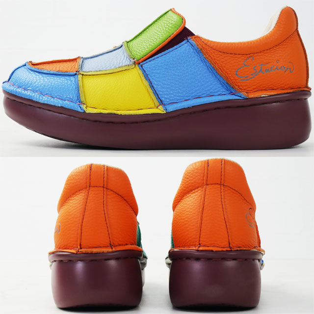 Estacion（エスタシオン） レディース スリッポン パッチワーク 履き