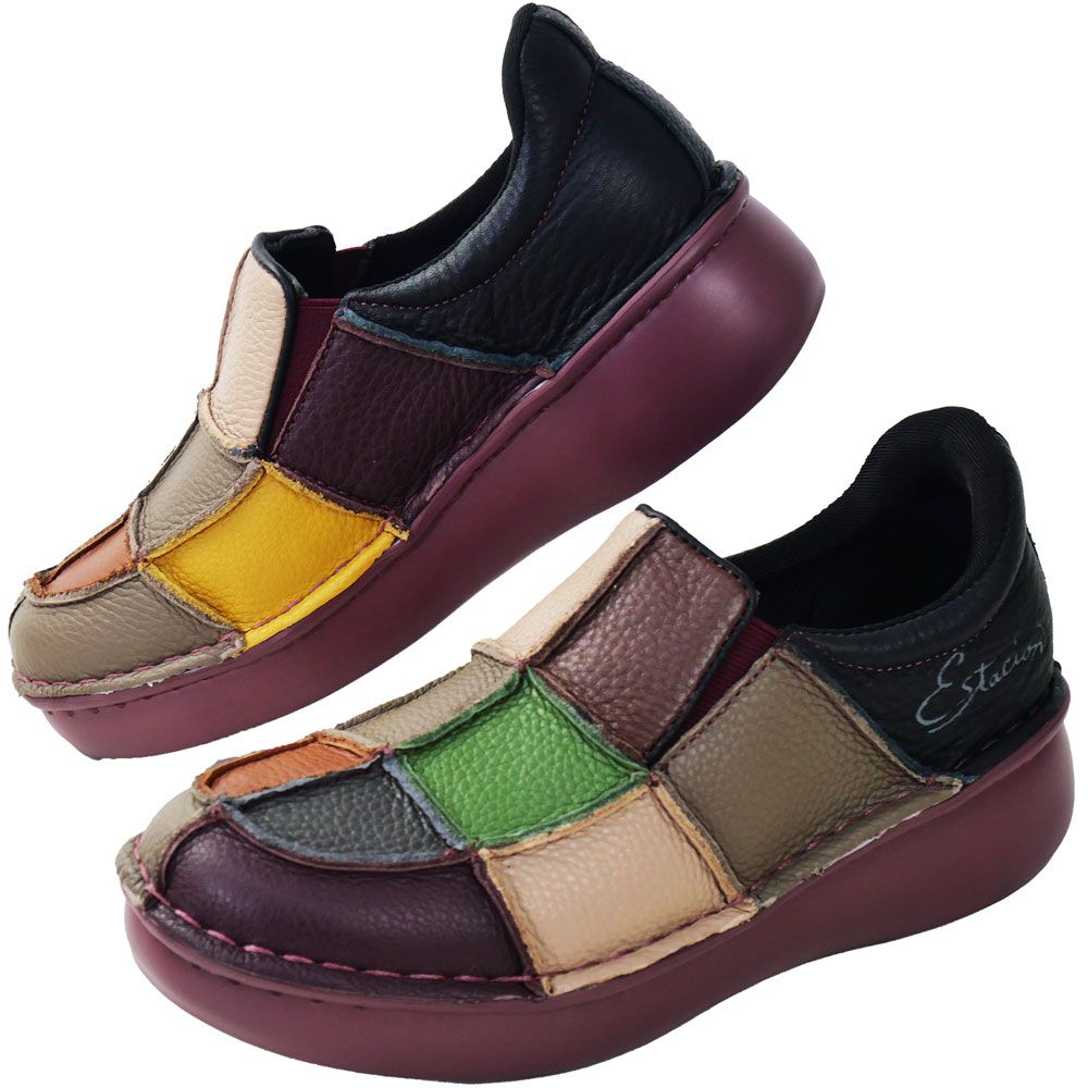 Estacion（エスタシオン） 爆買 レディース スリッポン パッチワーク