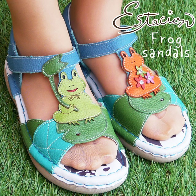 爆買 エスタシオン Estacion レディース 厚底サンダルカエル かえる 蛙