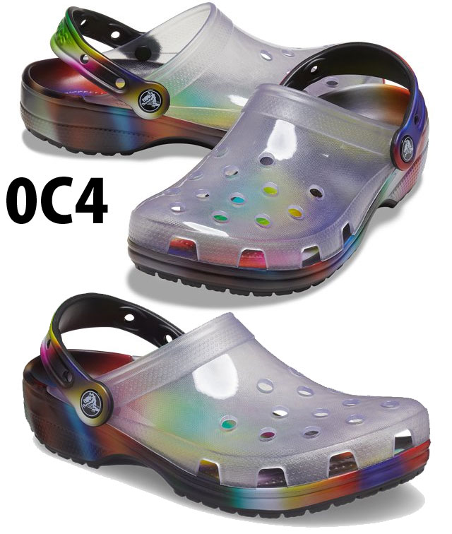 クロックス crocs メンズ レディース サンダル クラシック トランスルーセント ソラライズド クロッグ207558 94S ホワイト 0C4  ブラック コンフォートサンダル