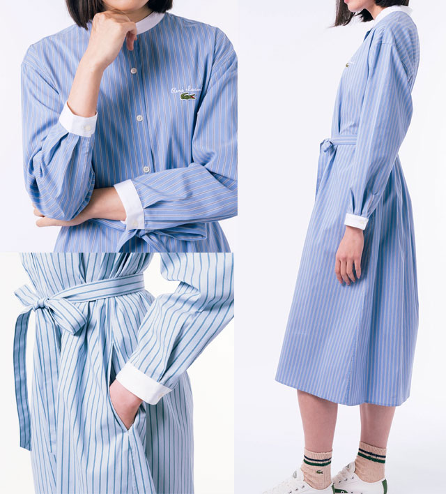 LACOSTE ラコステ シャツワンピース レディース EF005 長袖 ひざ