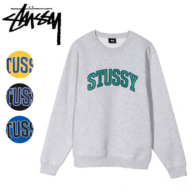 stussy arch applique crew sweatshirt