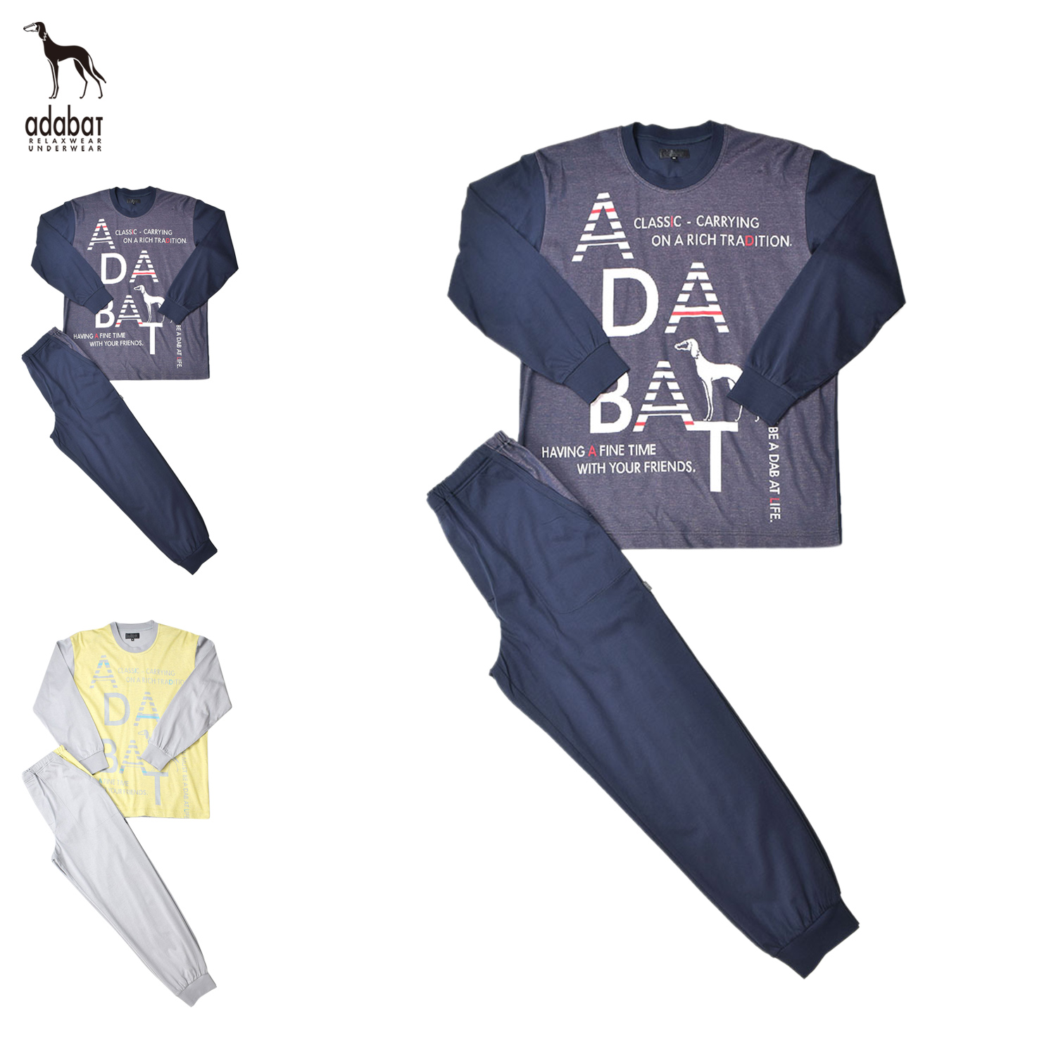 アダバット adabat ルームウェア 部屋着 パジャマ 上下 セットアップ ナイトウェア 長袖 クルーネック メンズ 0246-95 adb-iii-0246-95_r.jpg