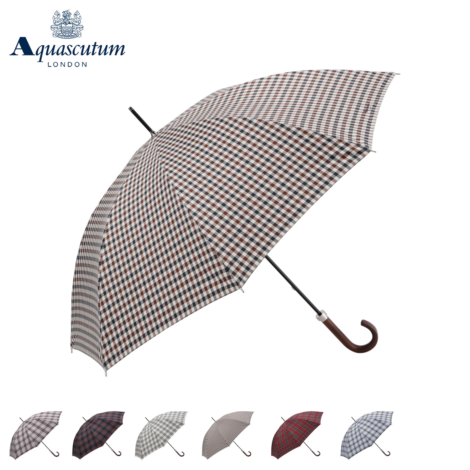 美品未使用タグ付き　Aquascutum 晴雨兼用長傘　チェック柄　紳士　メンズ Aquascutum（アクアスキュータム） 雨傘 長傘 先染めチェック