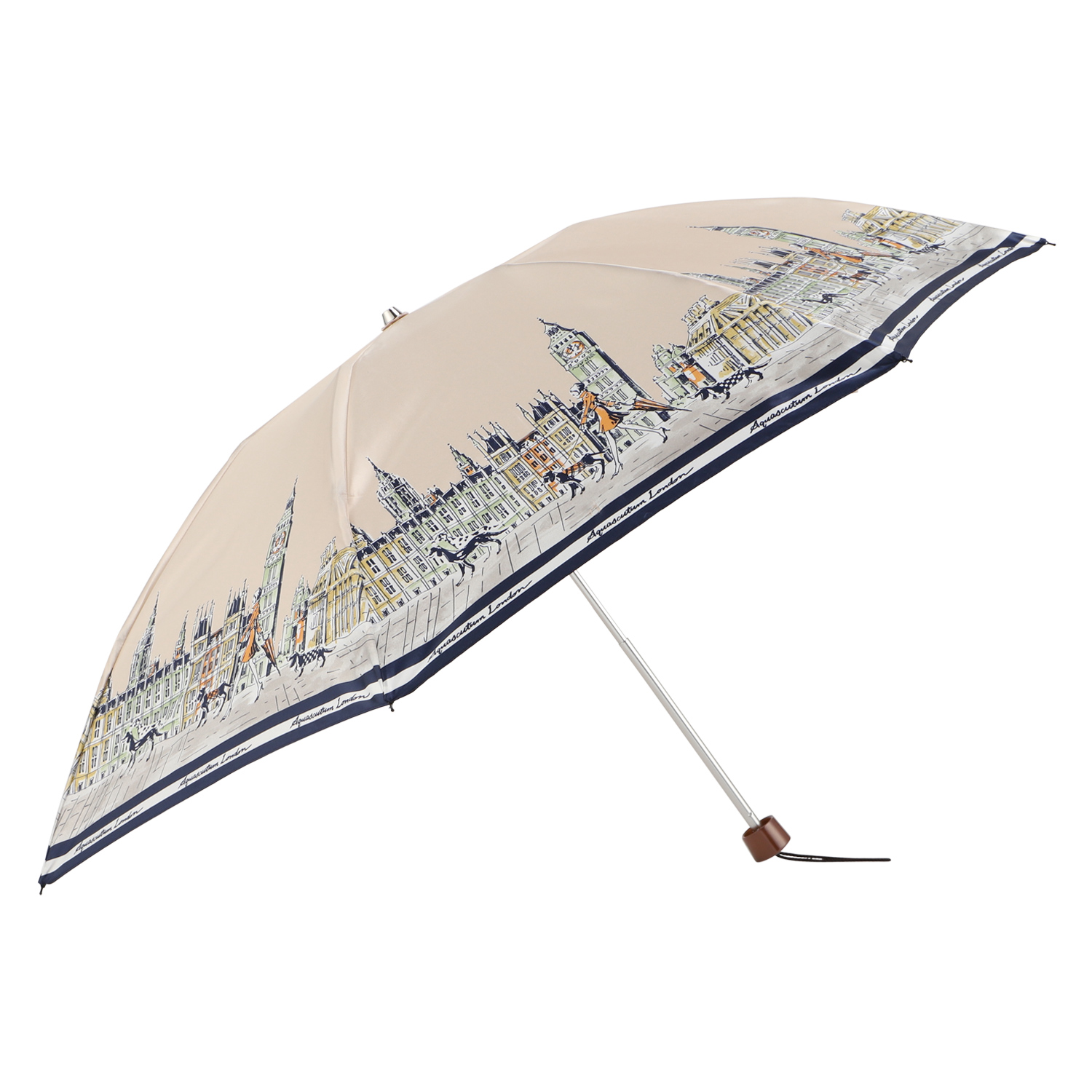 新品　アクアスキュータム　ベージュ×ネイビー　雨用長傘 雨傘Aquascutum （アクアスキュータム）長傘（ネイビー