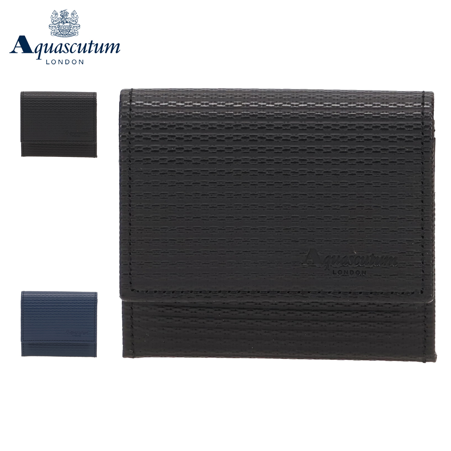 アクアスキュータム AQUASCUTUM 財布 ミニ財布 小銭入れ ブリクストン メンズ 本革 日本製 ボックス ブラック ネイビー 黒 AQW-00431 Aquascutum（アクアスキュータム） 財布 ミニ財布 小銭入れ