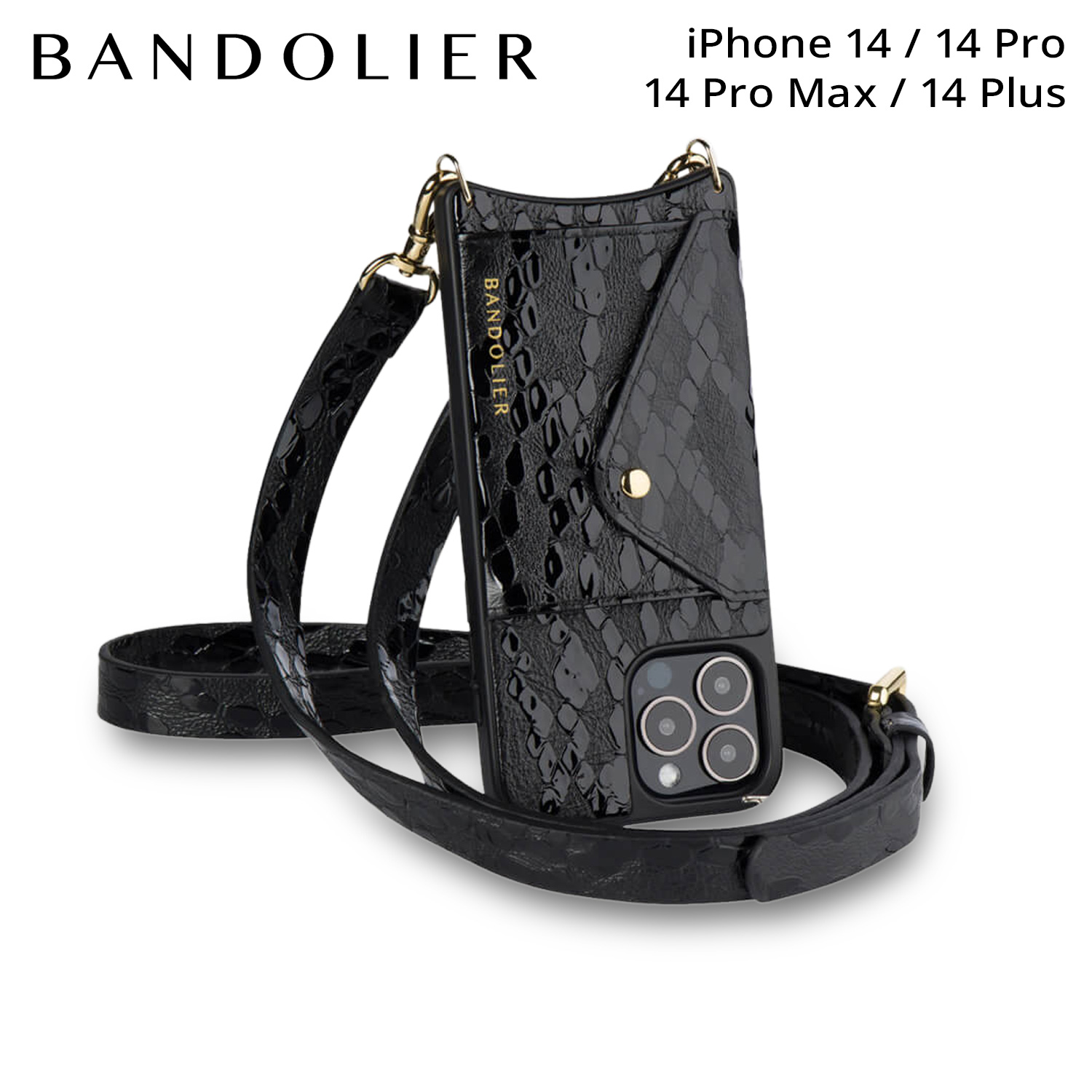 バンドリヤースマホショルダー　ブラック BANDOLIER（バンドリヤー） スマホショルダー スマホケース iPhone 14