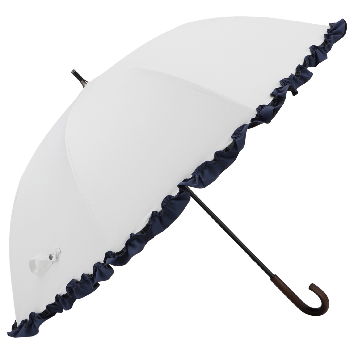★新品★Blao　晴雨兼用　デニム　フリル　日傘　１級遮光　サマーシールド　軽量 Blao（ブラオ） 日傘 雨傘 長傘 晴雨兼用 東レ サマーシールド フリル