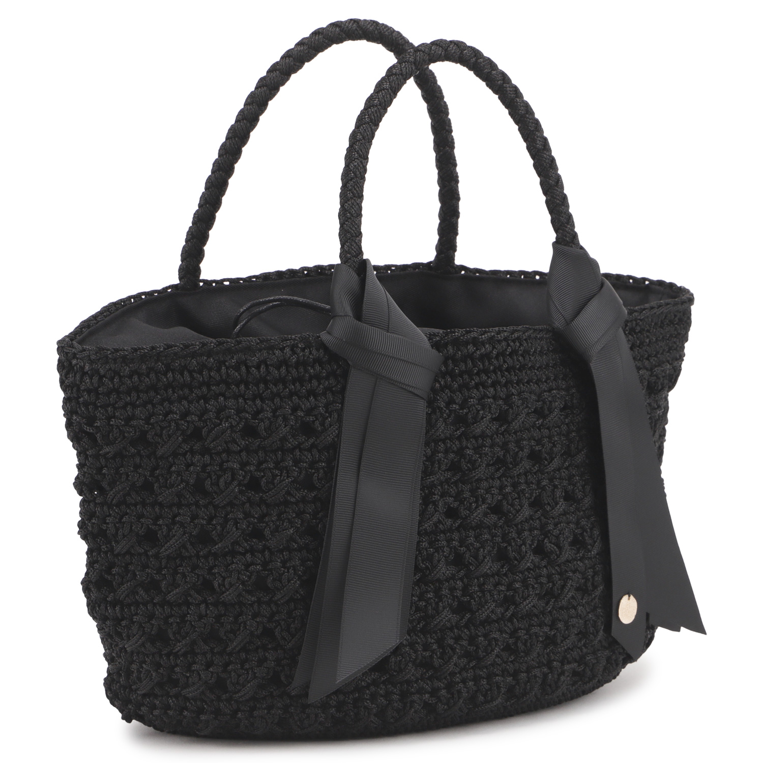 cache cache カシュカシュ バッグ トートバッグ カゴバッグ 下がりグログラン柄編みトート レディース 大きめ 大容量 A4 軽量 10-00-06290の画像