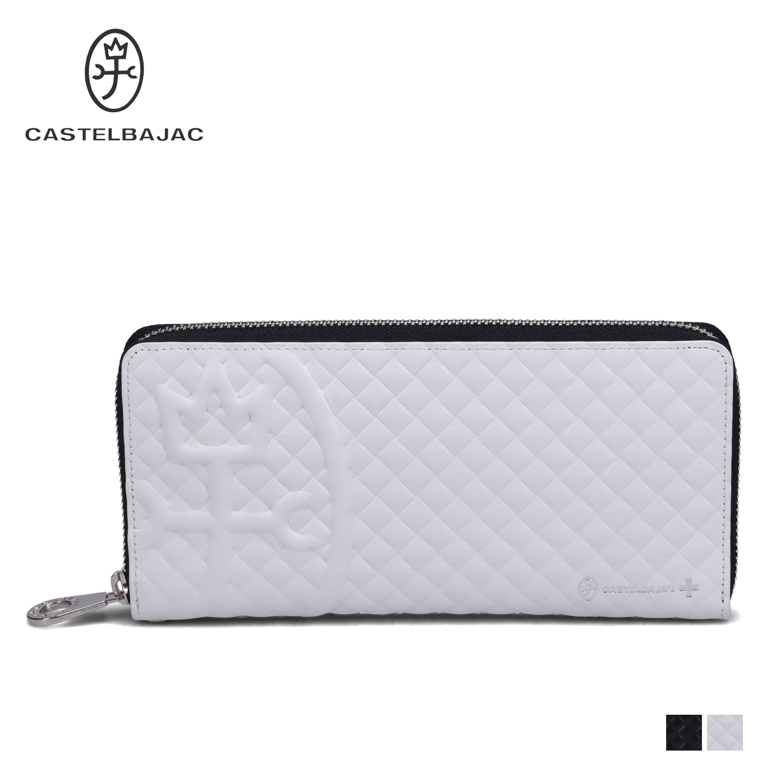 CASTELBAJAC 牛革 長財布 ホワイト/ブラック CASTELBAJAC（カステルバジャック） 長財布 ガルボ メンズ ラウンド