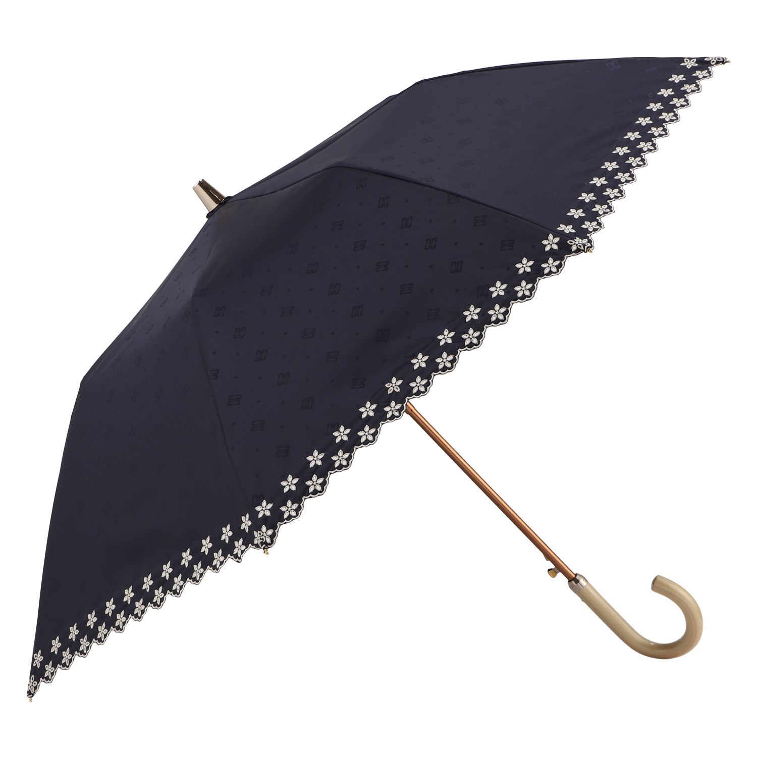 DAKSダックス晴雨兼用ワンタッチネイビー色折畳傘(新品、未使用品) 晴雨兼用折りたたみ日傘】ダックス（DAKS）街並み 遮光99.99