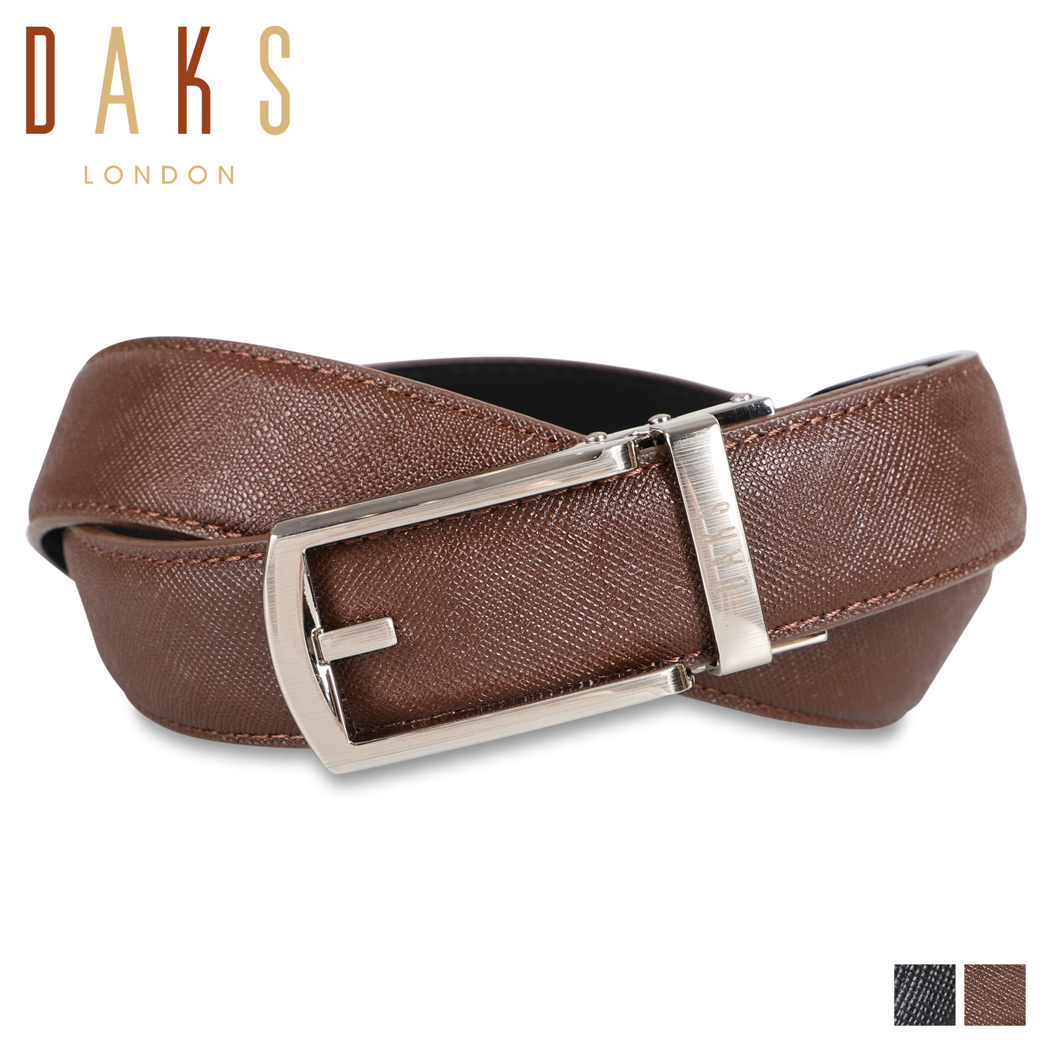 DAKS ダックス ベルト メンズ 本革 LEATHER BELT ブラック ダーク