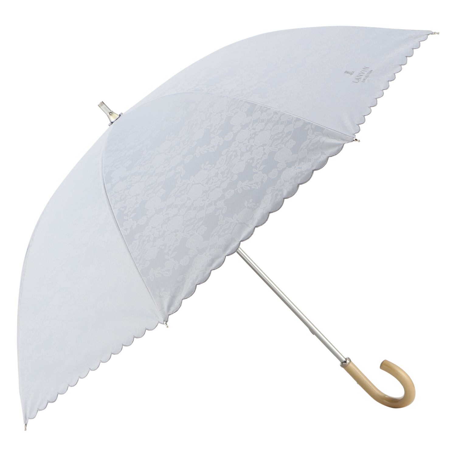 新品未使用タグ付きLANVIN レース模様の日傘 雨傘 ホワイト一級遮光uv LANVIN COLLECTION ランバン コレクション 長傘 雨傘 フワクールジャ