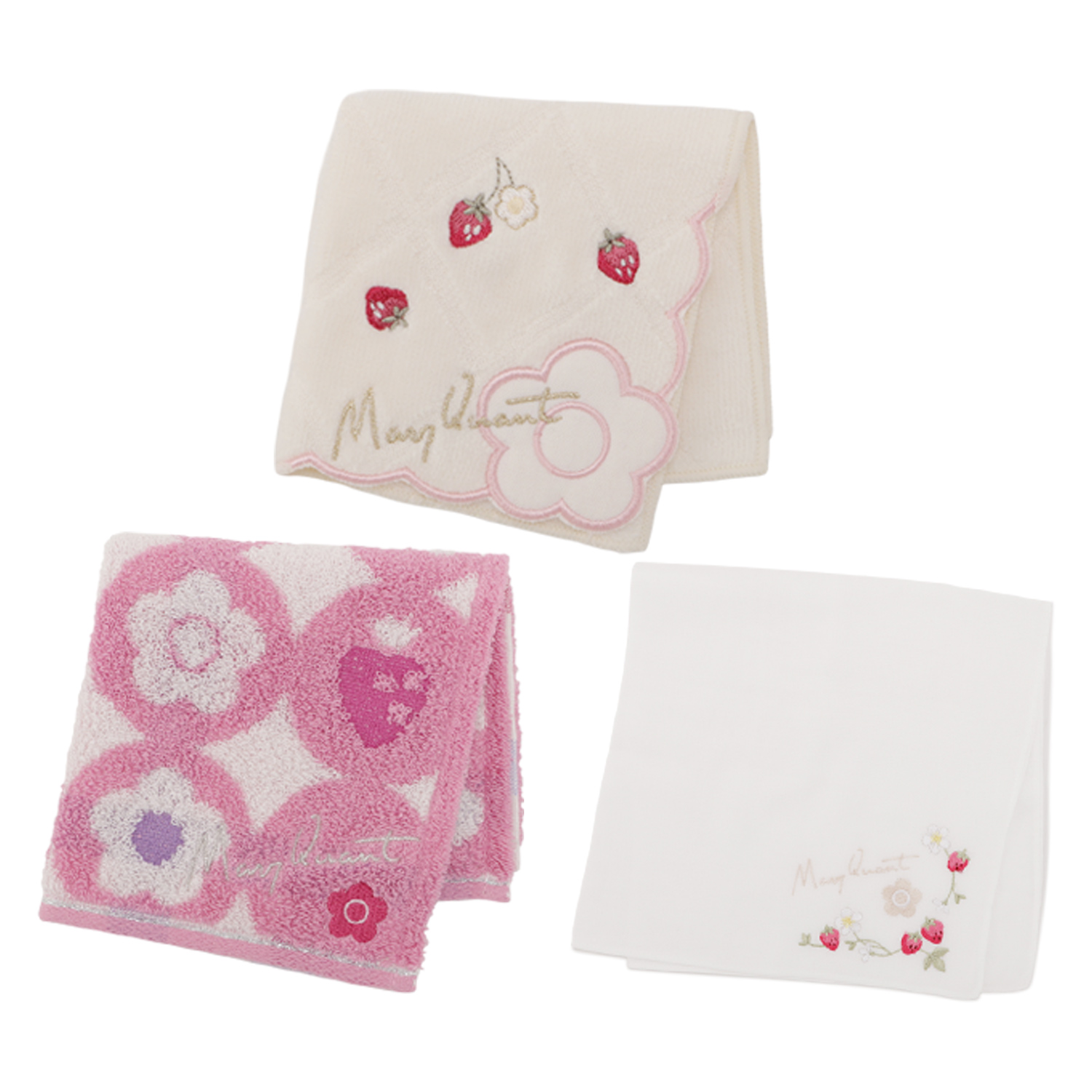 MARY QUANT（マリークヮント） ハンカチ 3点セット ハンドタオル ミニ