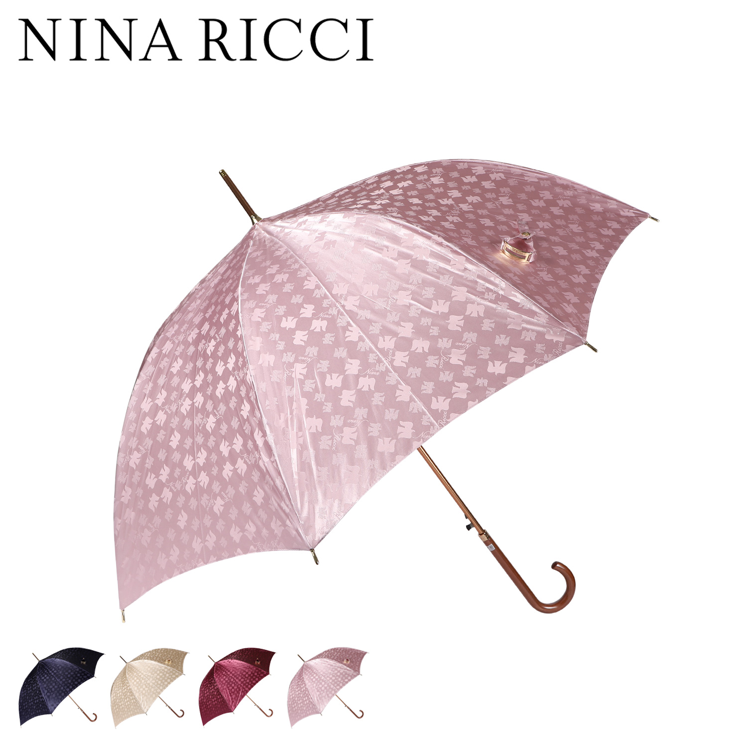 NINA RICCI ニナリッチ 長傘 雨傘 レディース 軽量 耐風 ネイビー ベージュ レッド ピンク 1NR 11002