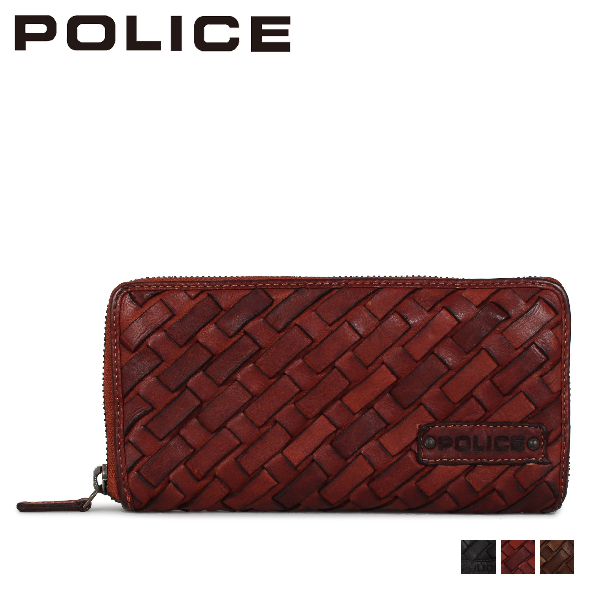 POLICE 長財布 ブラック POLICE ポリス 長財布 メンズ メッシュ ラウンドファスナー MESH