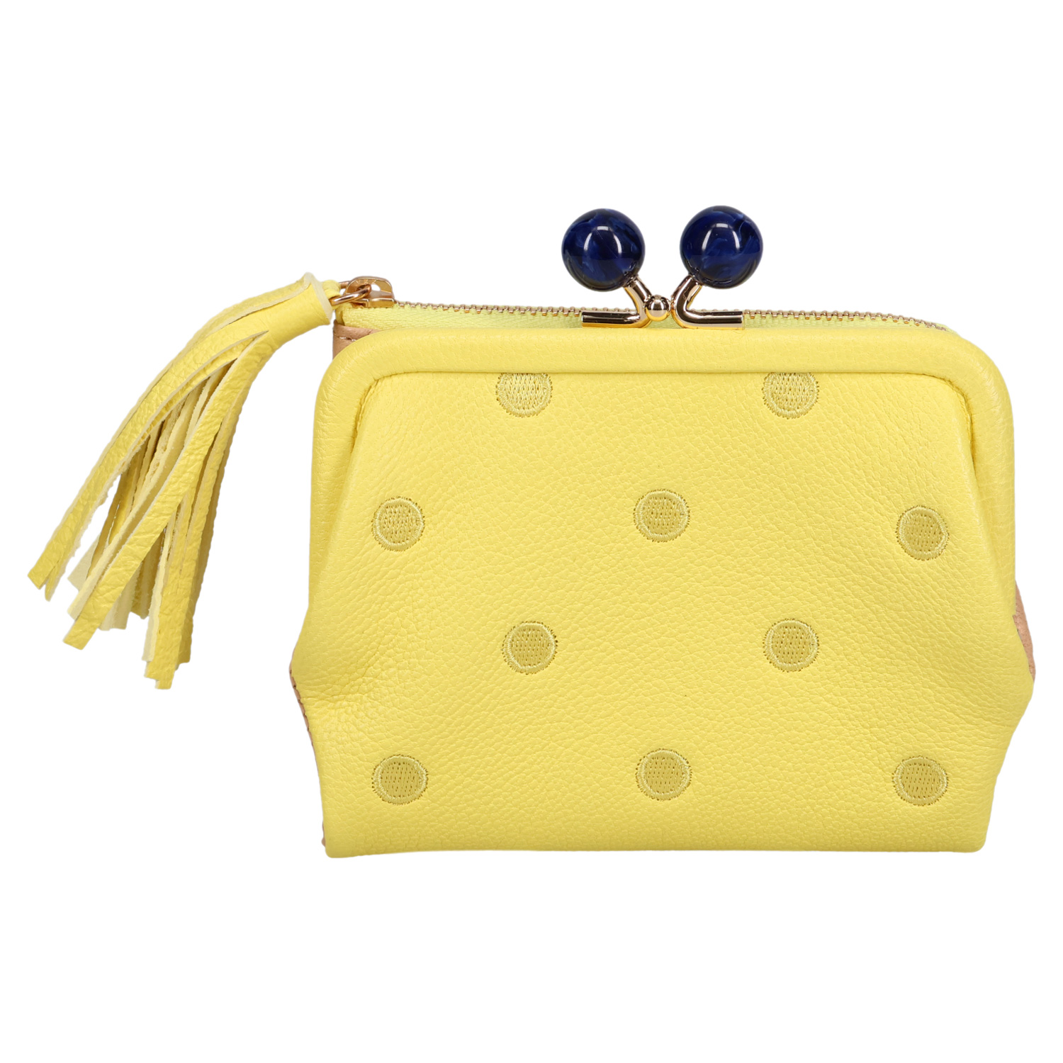 perche（ペルケ） 財布 二つ折り レディース 本革 がま口 ドット 08-06