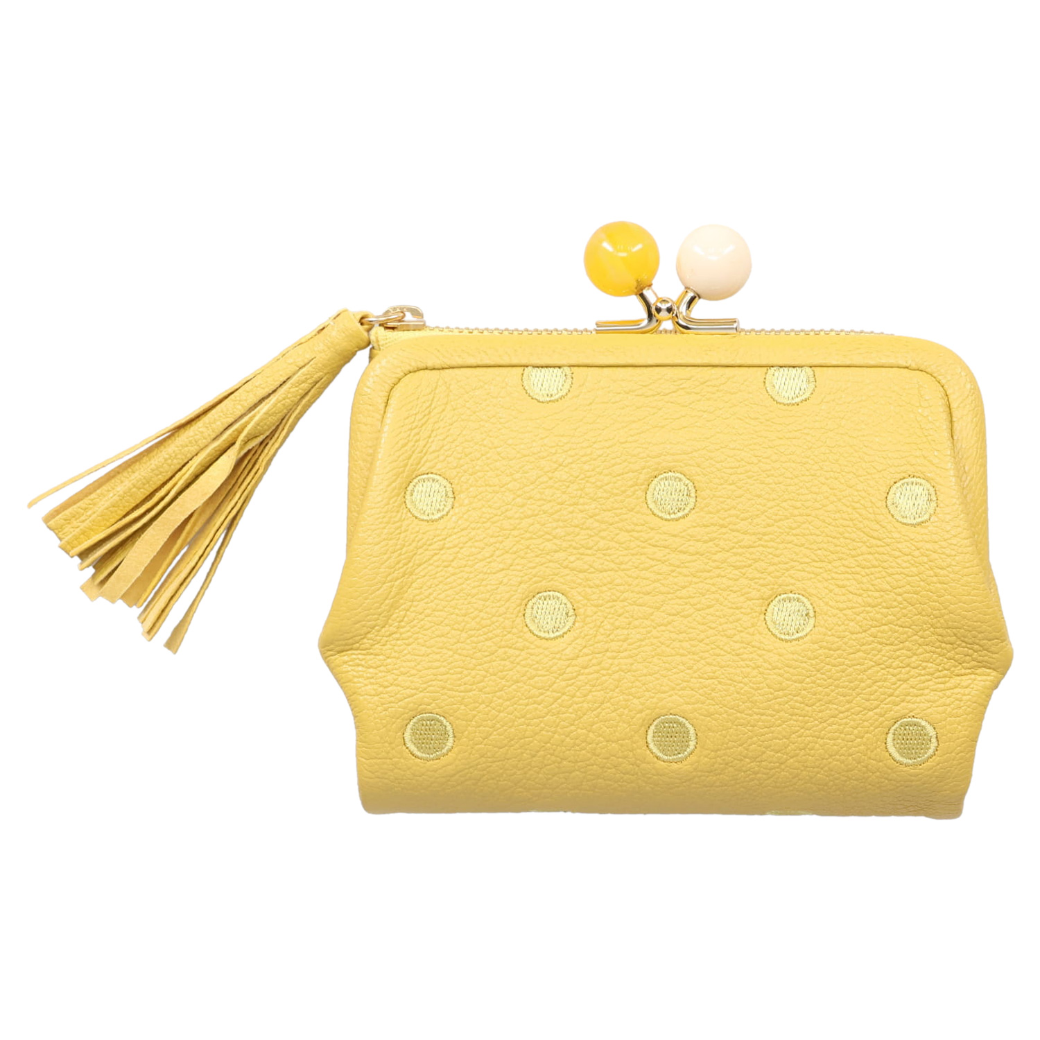 perche（ペルケ） 財布 二つ折り レディース 本革 がま口 ドット 08-06