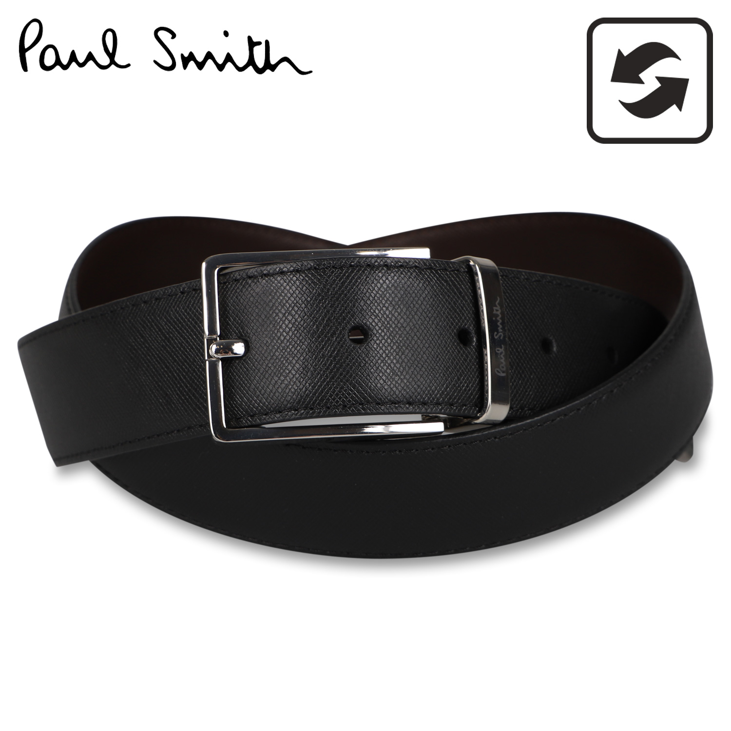 ポールスミス レザーベルト ブラックブラウン リバーシブル Paul Smith ポールスミス ベルト メンズ リバーシブル レザー